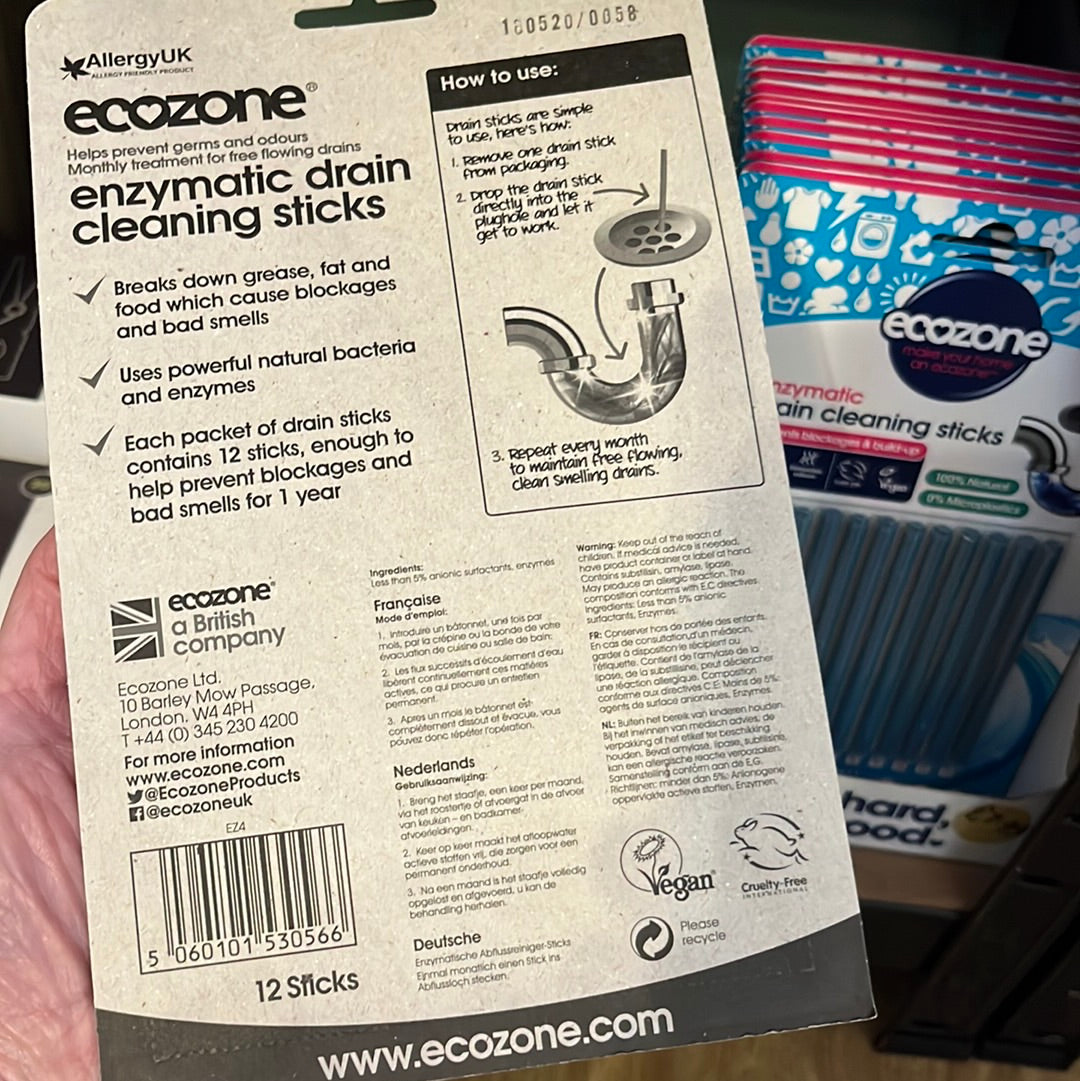 Ecozone Drain Cleaning Sticks 12 pack